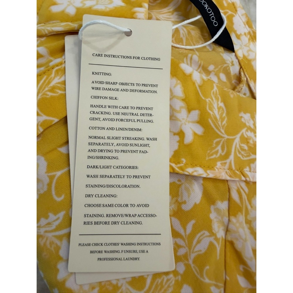 NWT Dokotoo XL Yellow White Long Sleeve Blouse Balloon Sleeve Smocked Cuffs - Picture 10 of 10